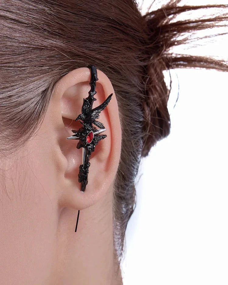 Morvella™ Crimson Wing Needle Earrings