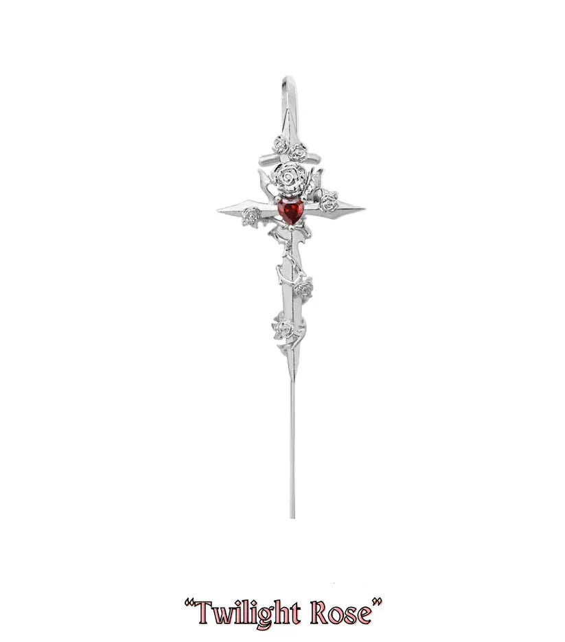 Morvella™ Twilight Rose Needle Earrings