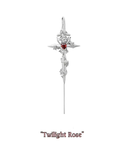Morvella™ Twilight Rose Needle Earrings
